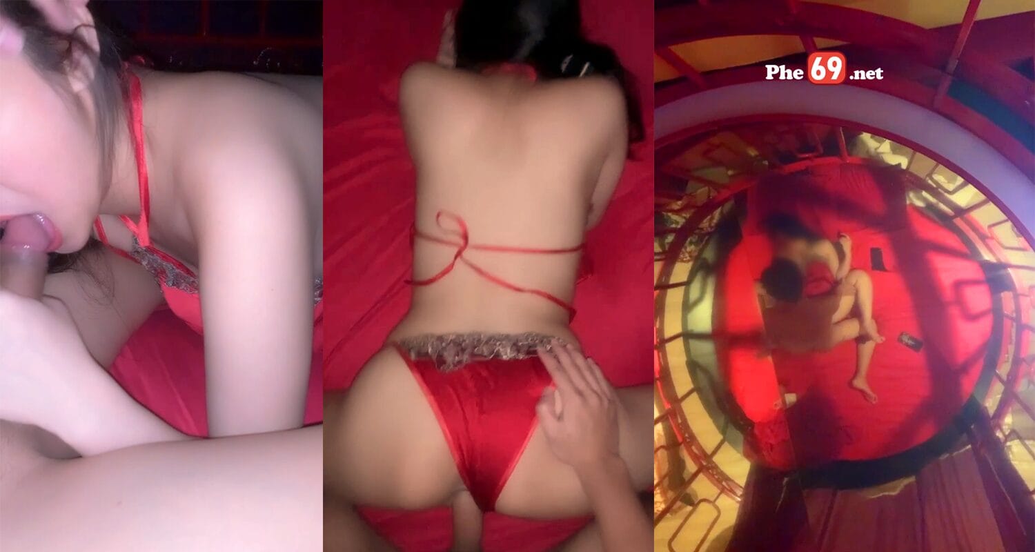 Lên đỉnh cùng em người yêu mặc đồ lót đỏ siêu sexy